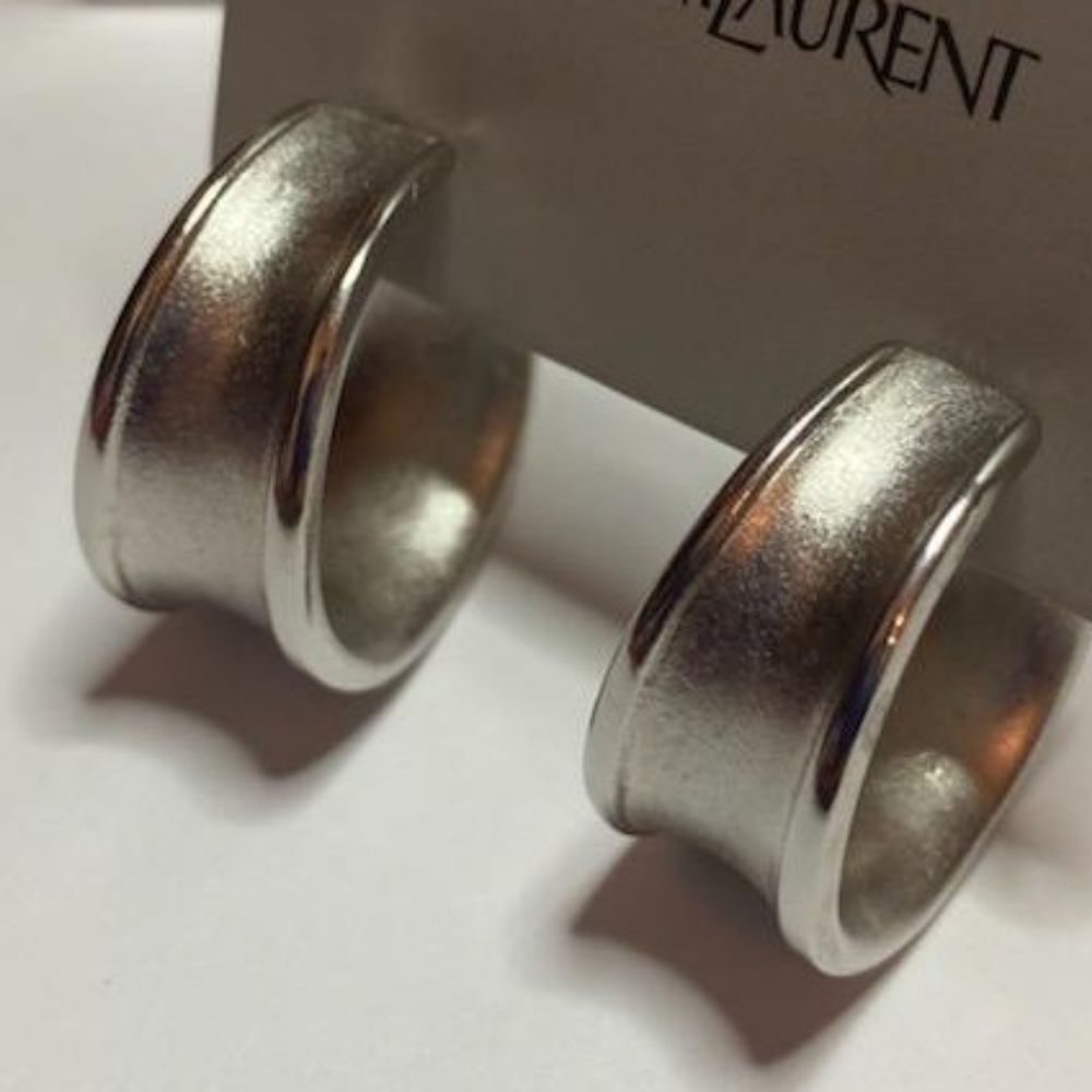 YSL French brushed accent hoop earrings